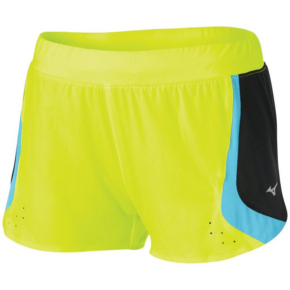 Womens Mizuno Aero 2.5" Shorts Yellow/Blue Turquoise Philippines (BQDVMF139)